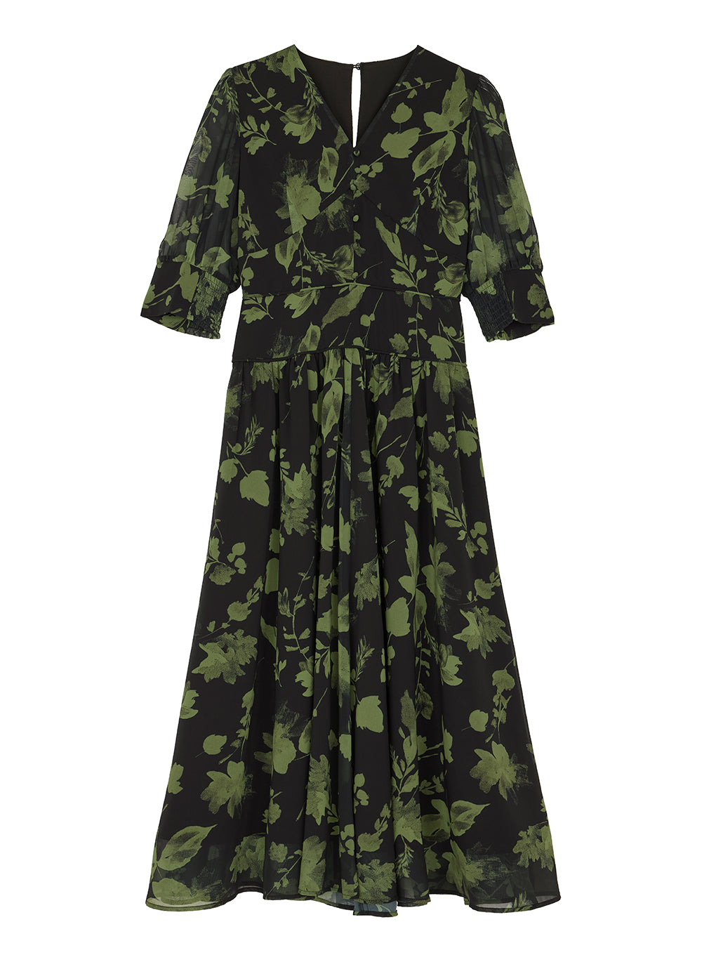 GRAINY FLOWER CHIFFON DRESS