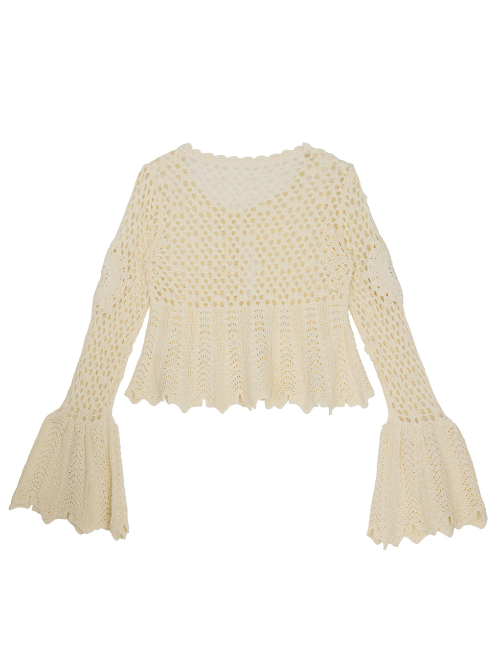 LADY CROCHET PEPLUM KNIT TOP