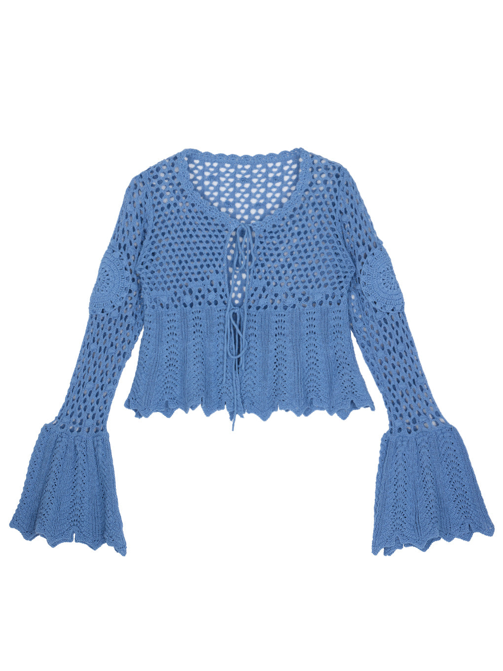 LADY CROCHET PEPLUM KNIT TOP