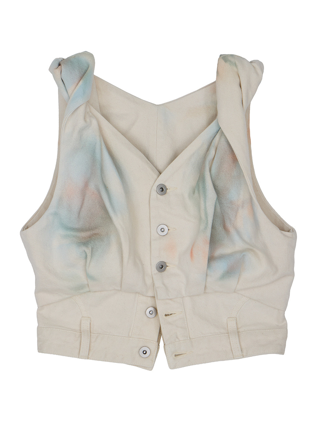 TWIST SHOULDER PAINT DENIM TOP