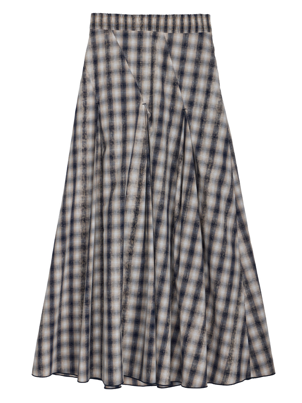 UNEVEN CHECK SPIRAL SKIRT