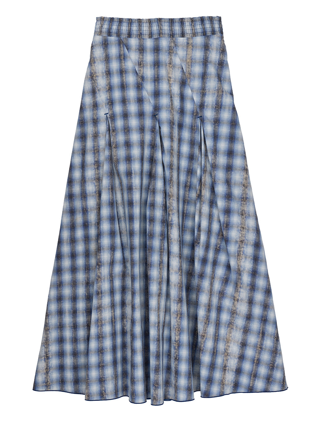 UNEVEN CHECK SPIRAL SKIRT