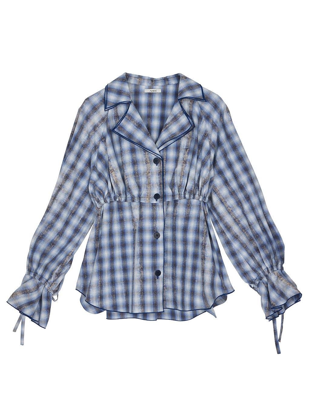 UNEVEN CHECK RIBBON SHIRT