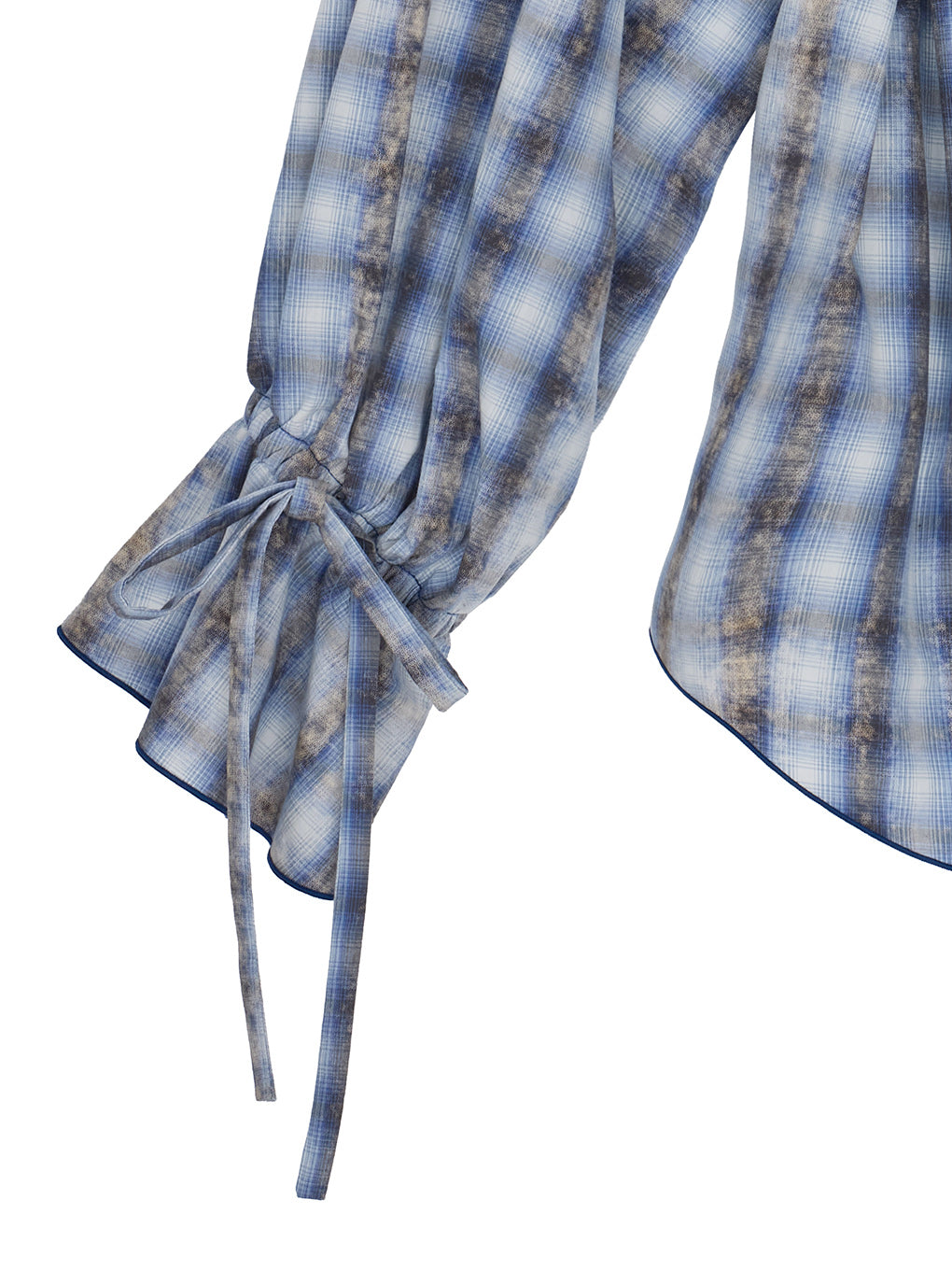 UNEVEN CHECK RIBBON SHIRT
