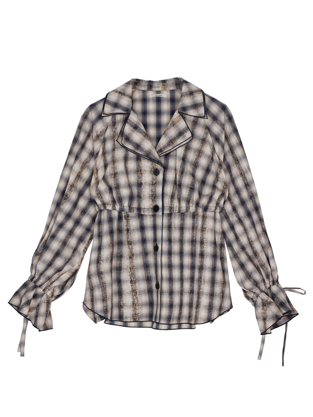 UNEVEN CHECK RIBBON SHIRT