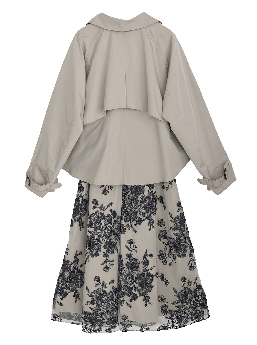 3WAY TULLE EMBROIDERY DOCKING TRENCH COAT