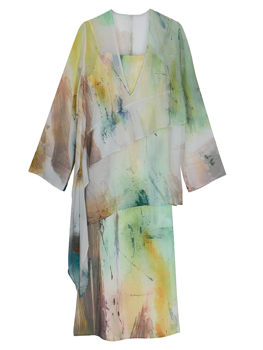 PAINTED TEXTURE ART LAYERED DRESS