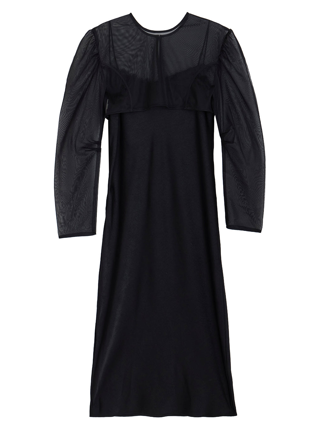 SHEER LAYERED SATIN DRESS