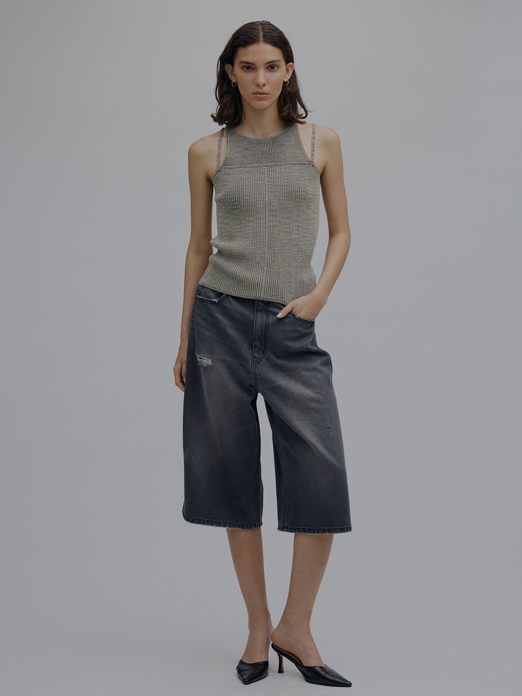 LOOSE DENIM HALF PANTS