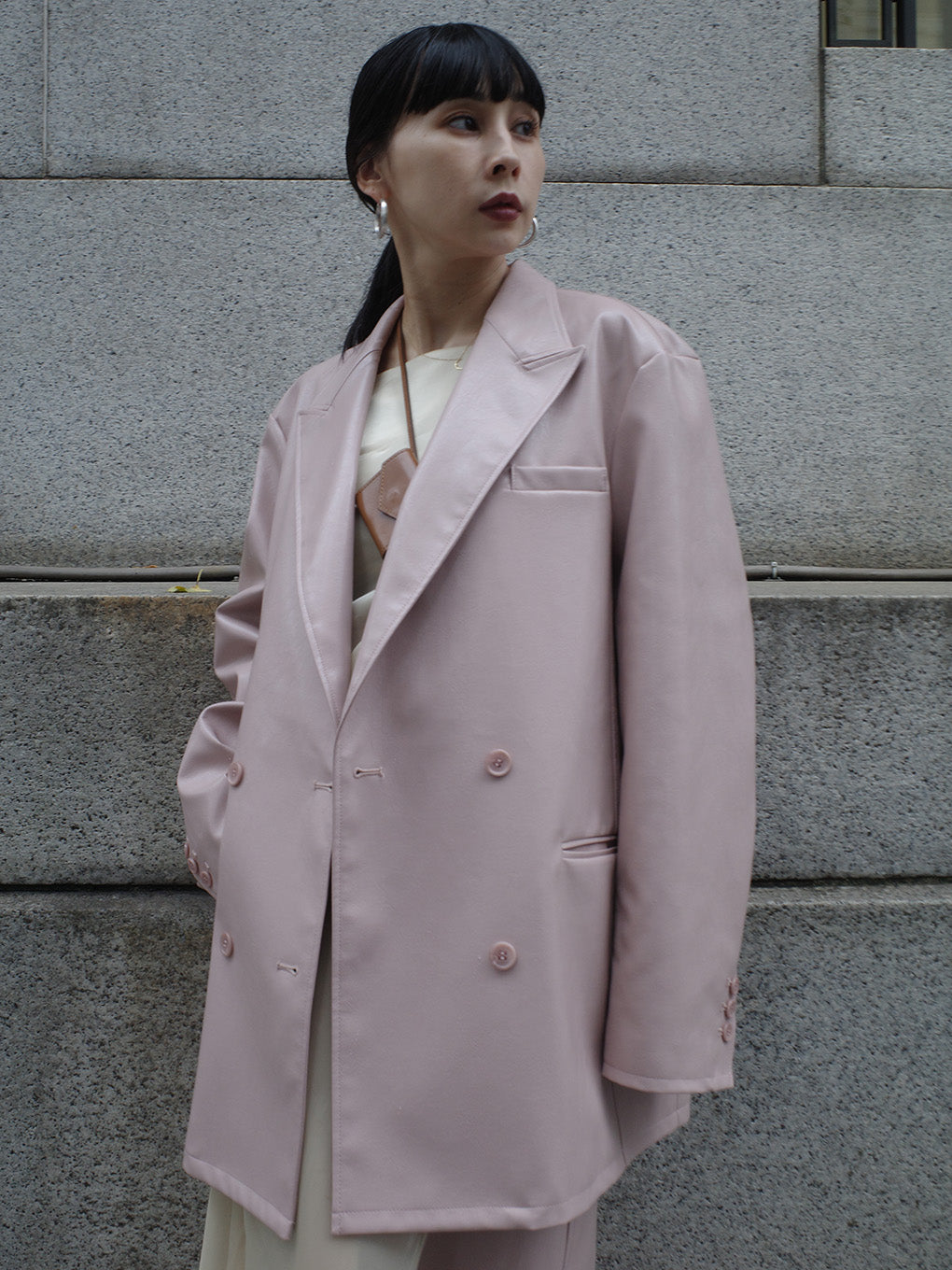 LUSTER FAKE LEATHER JACKET