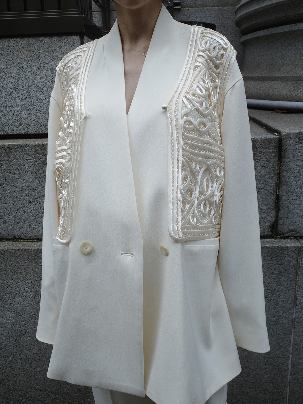 2WAY SATIN BATTEN LACE VEST