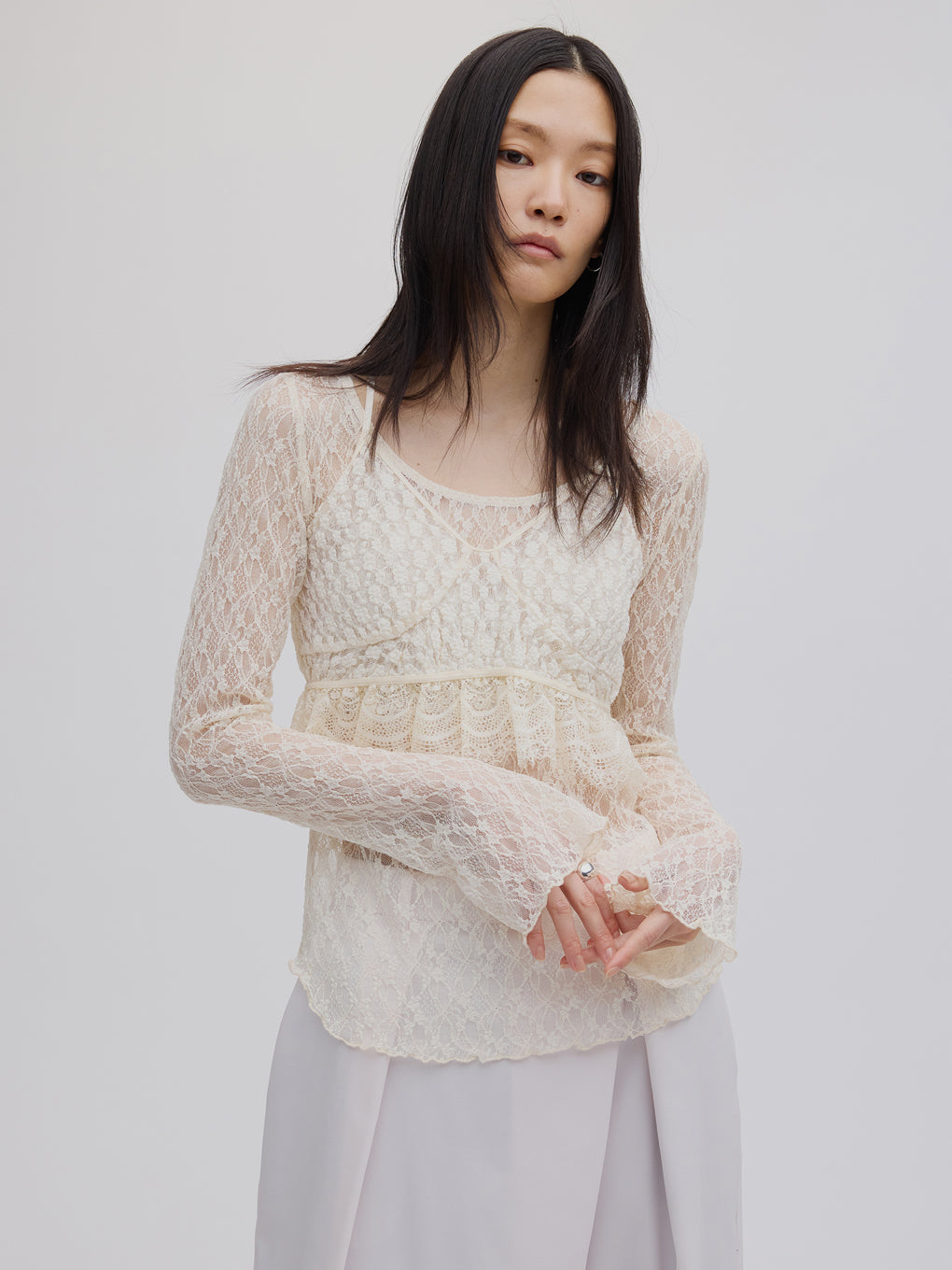 CUT LACE BUSTIER SET TOP