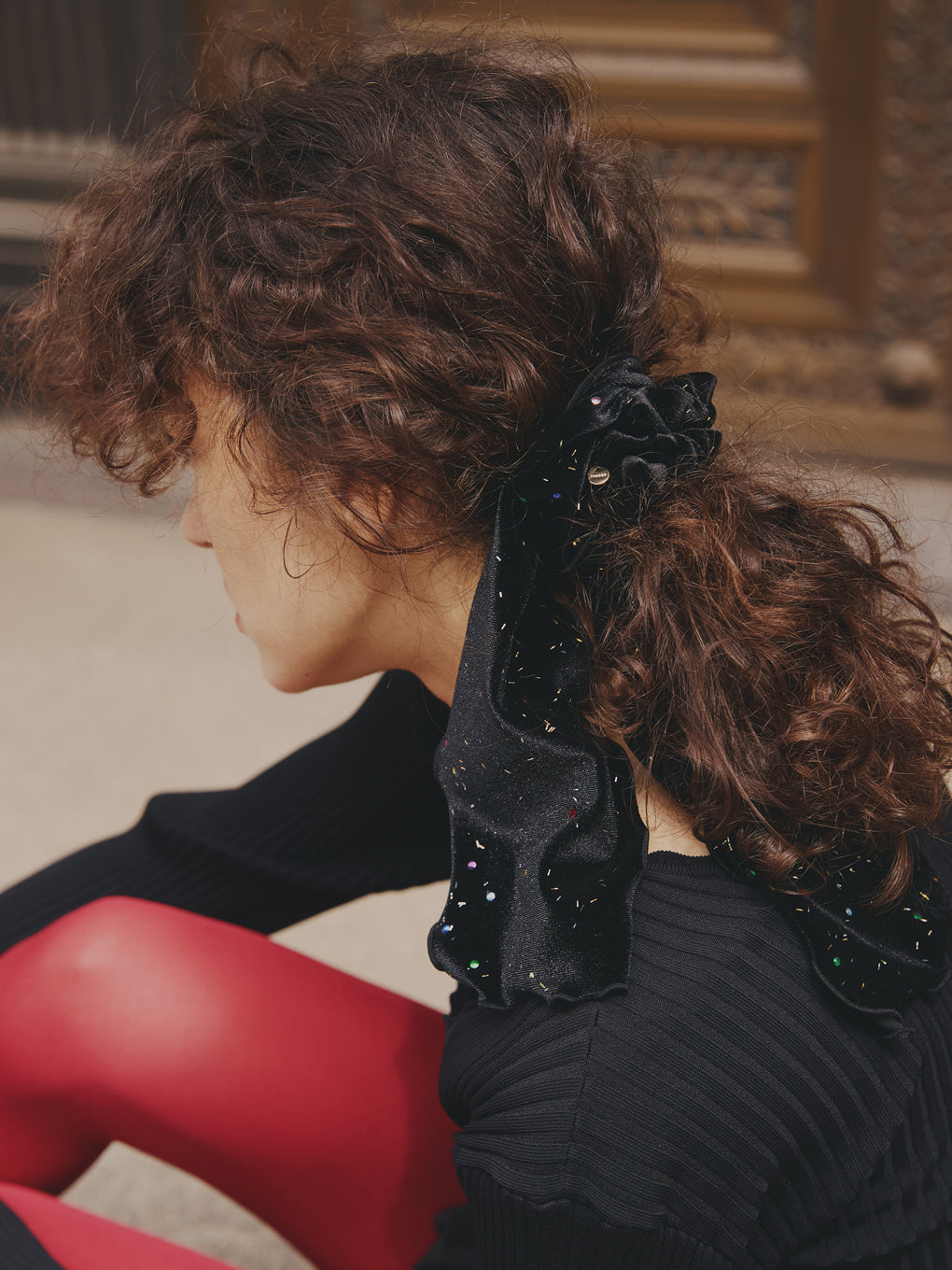 TRESSE Sparkly velour ribbon chouchou