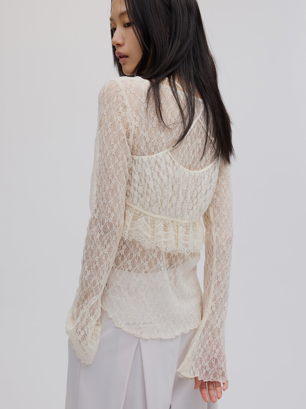 CUT LACE BUSTIER SET TOP