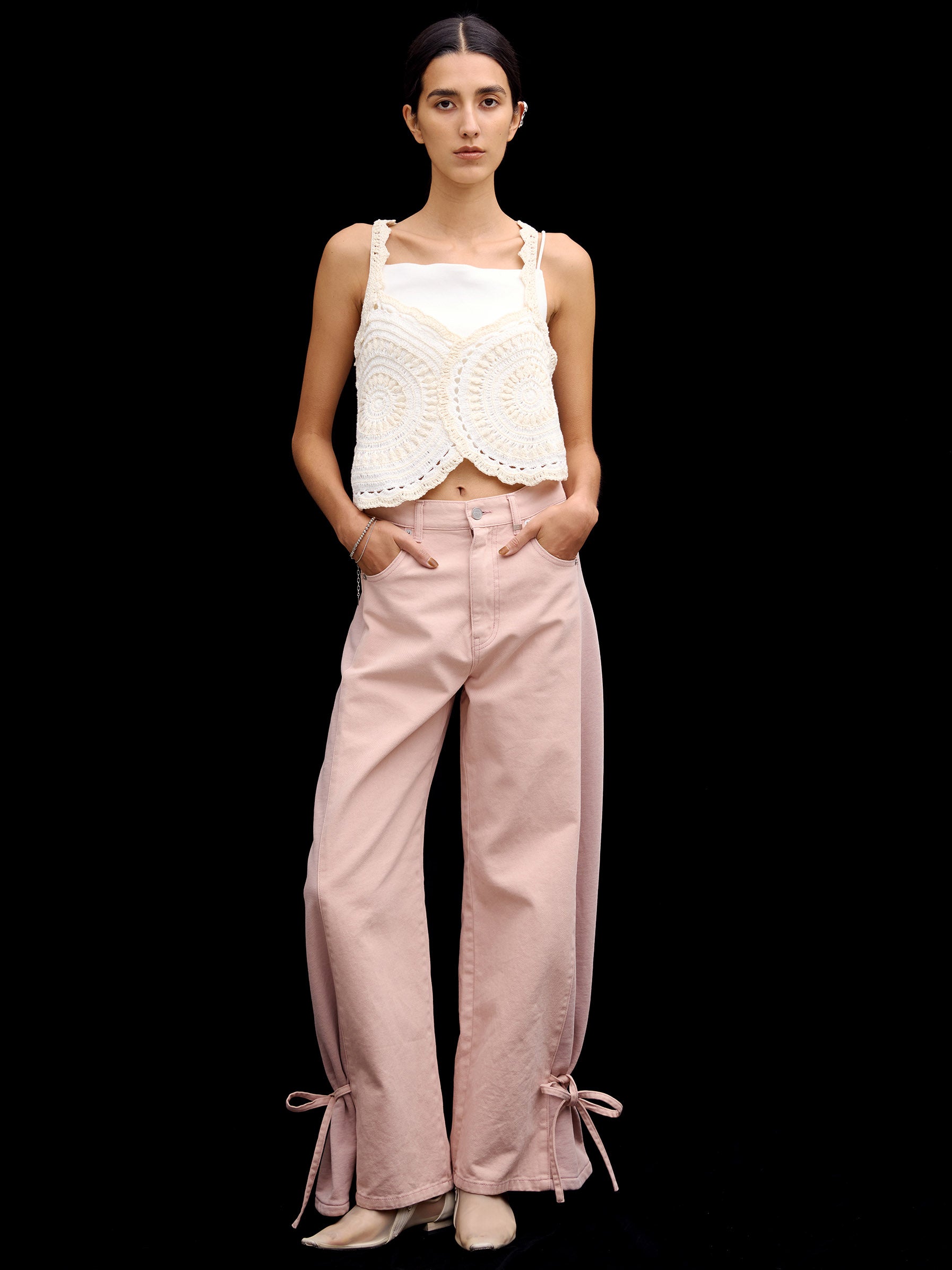SIDE SWITCH 2WAY RIBBON DENIM PANTS