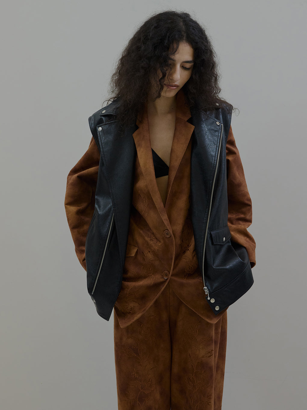 SYNTHETIC SUEDE EMBROIDERY JACKET