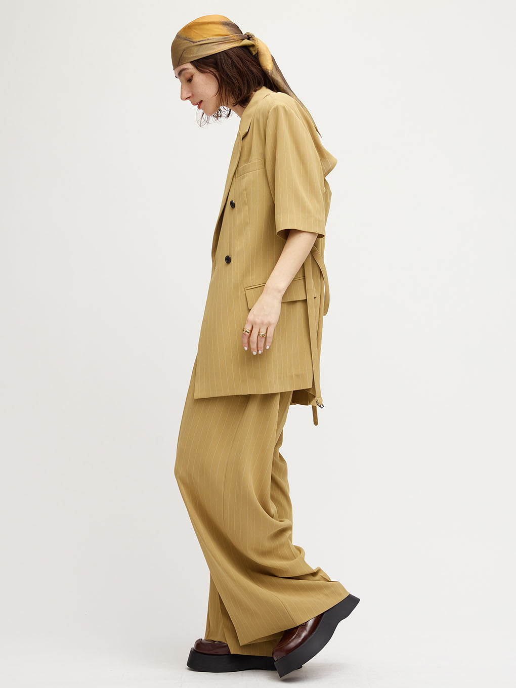 TURN BACK WAIST WIDE PANTS