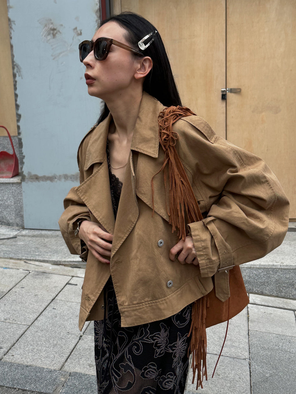 TENCEL DENIM SHORT TRENCH COAT