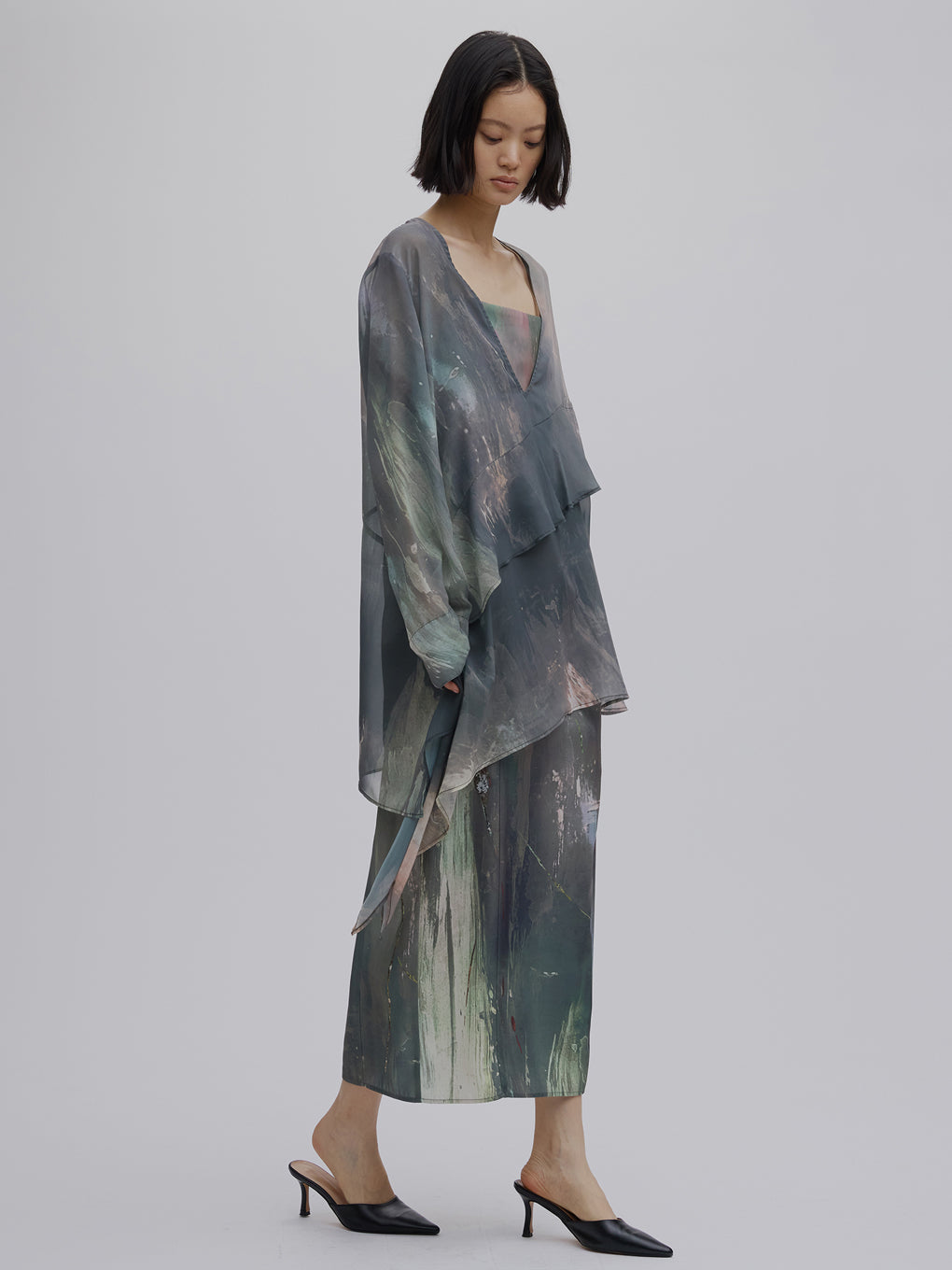 PAINTED TEXTURE ART LAYERED DRESS