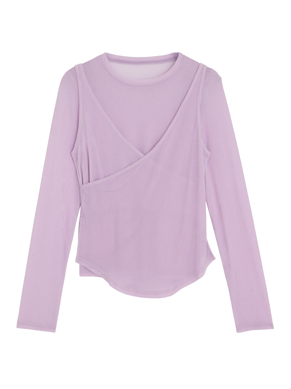 CROSS LAYERED FLOCKY TULLE TOP