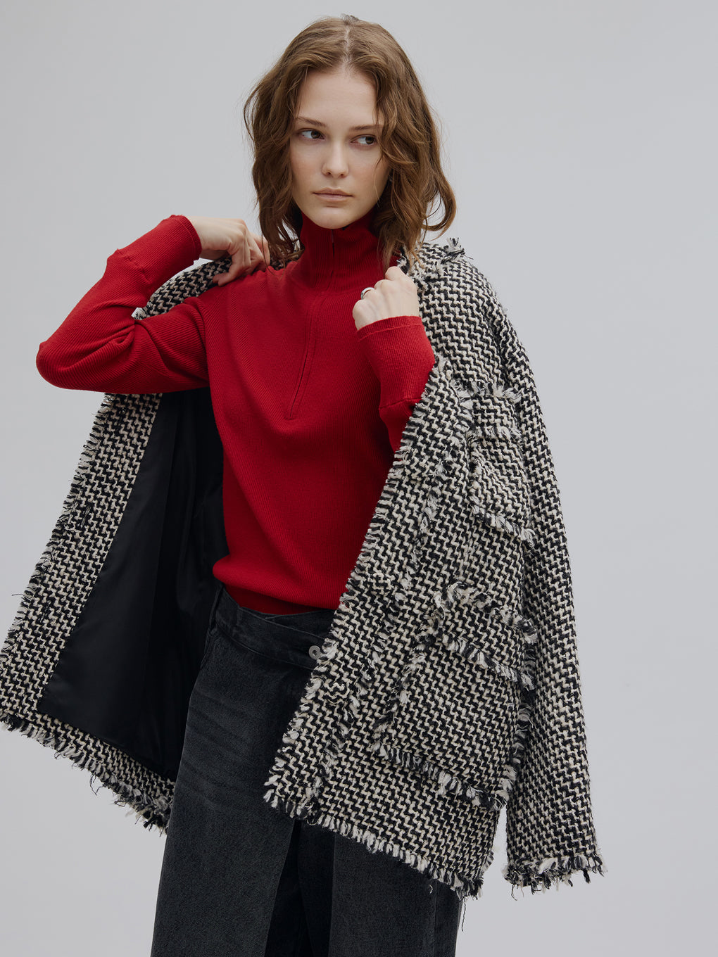 TWEED FRINGE MEDIUM JACKET