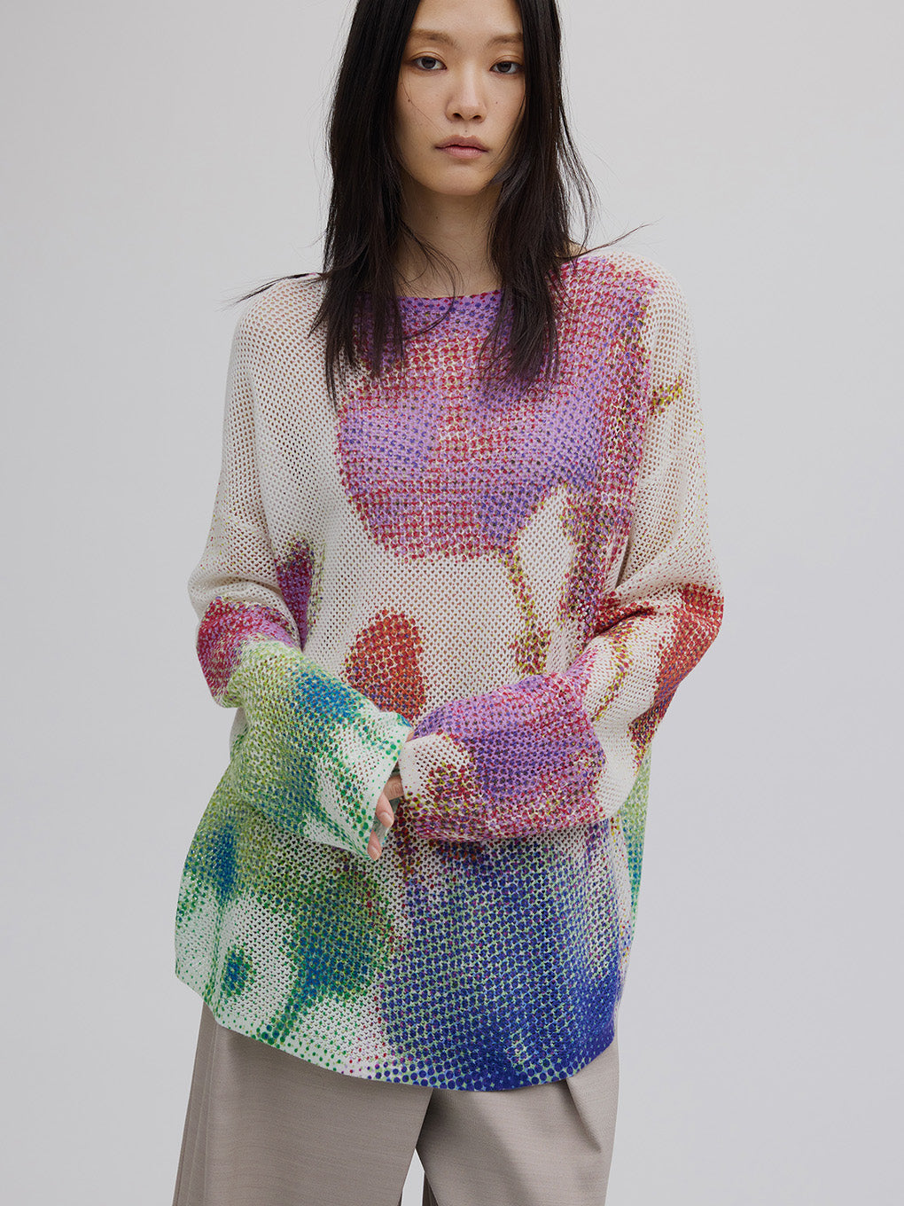 LOW RESOLUTION FLOWER KNIT TOP