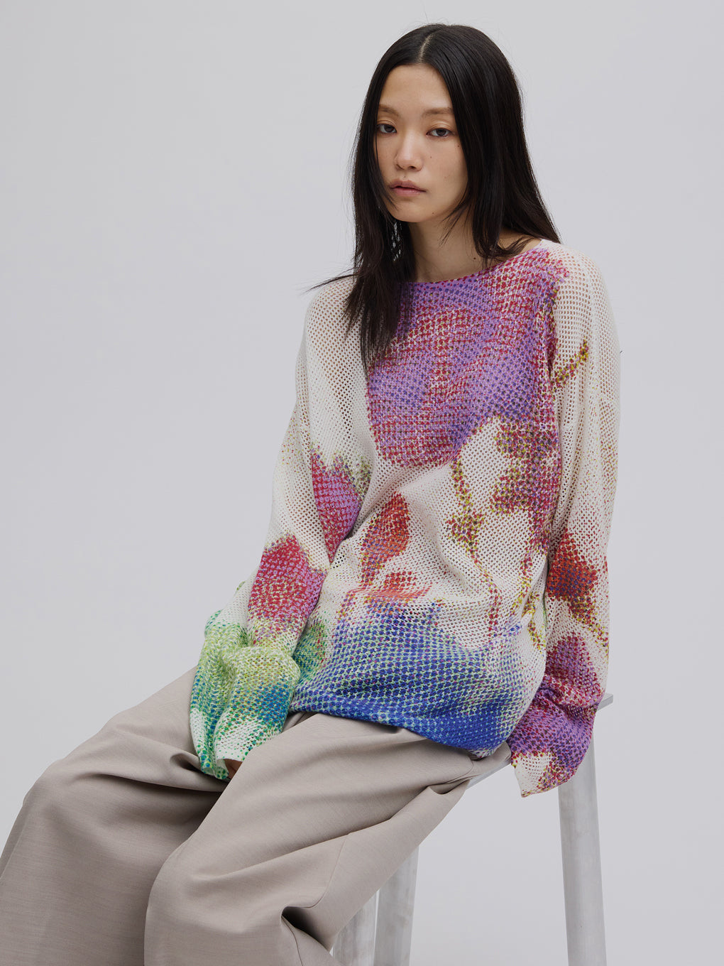 LOW RESOLUTION FLOWER KNIT TOP