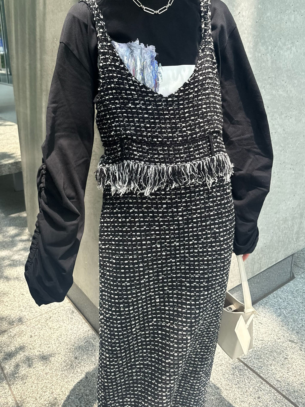 UND TWEED JUMPER SKIRT KNIT DRESS