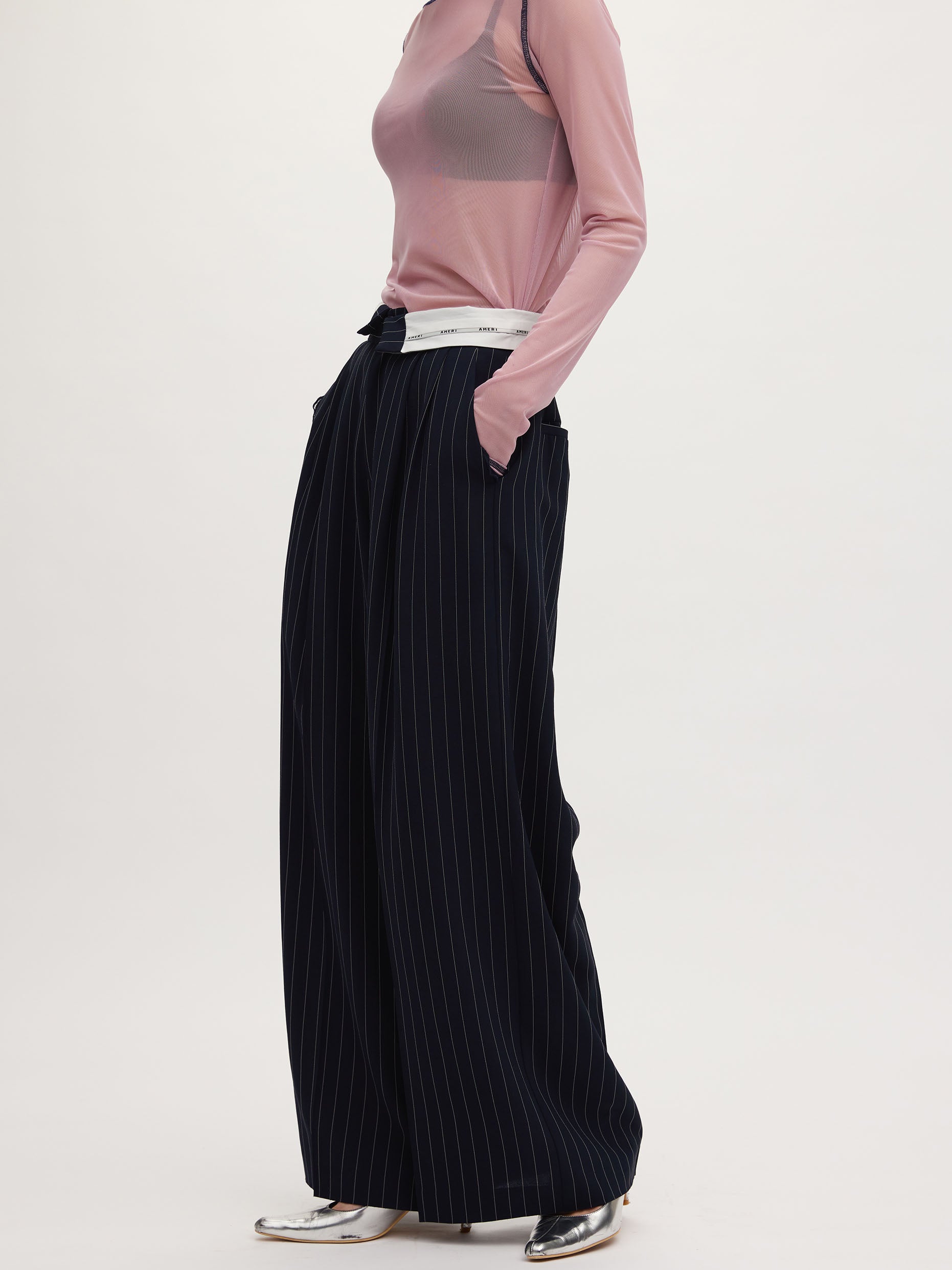 TURN BACK WAIST WIDE PANTS