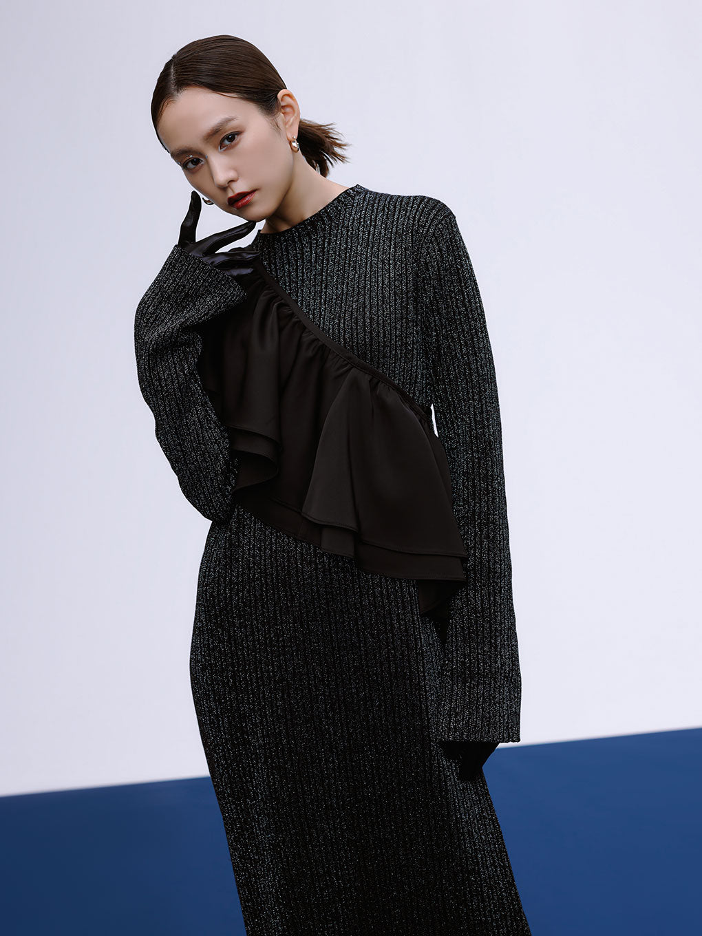 MIREI KIRITANI × AMERI RAFFLE SET KNIT DRESS 