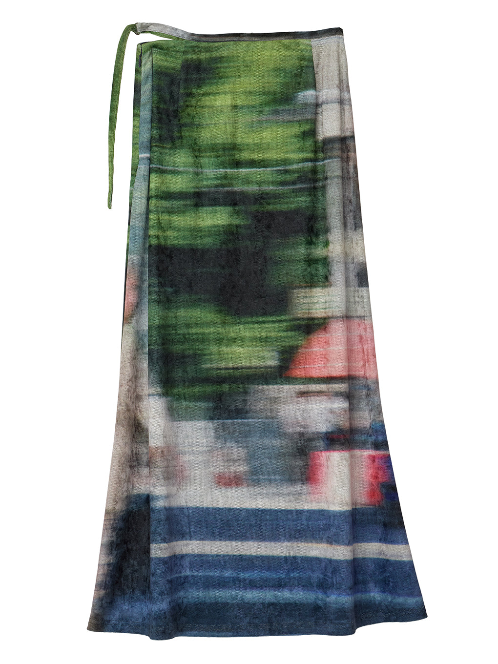 UND LANDSCAPE PRINT WAIST SLIT SKIRT