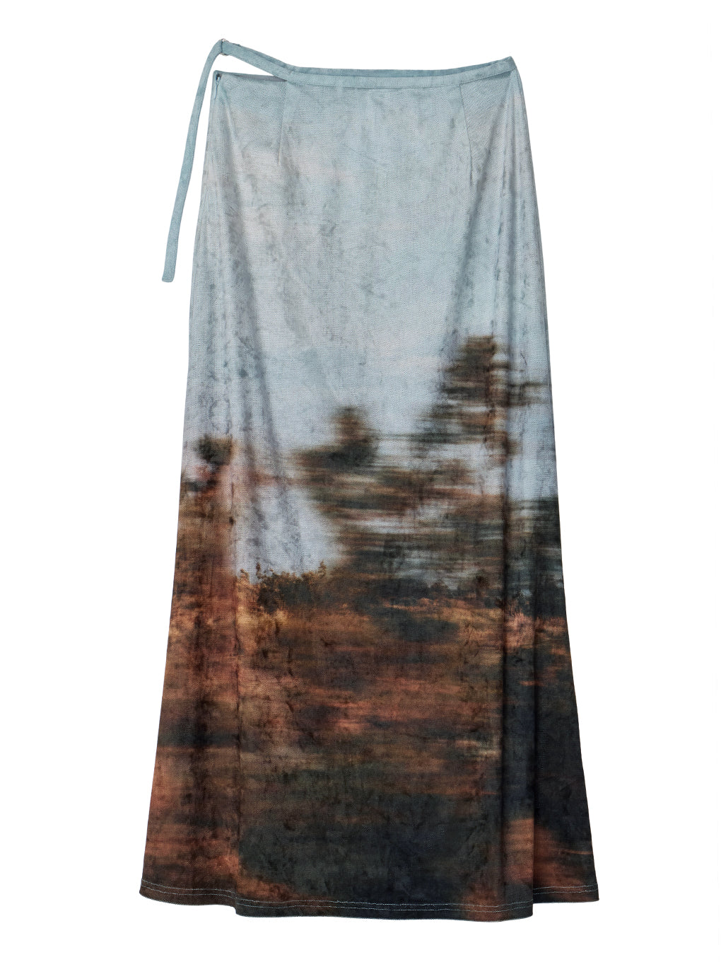 UND LANDSCAPE PRINT WAIST SLIT SKIRT