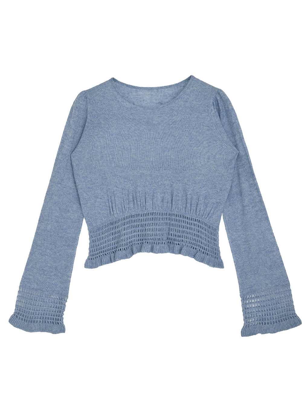 FLUFFY SHEER FRILL KNIT TOP