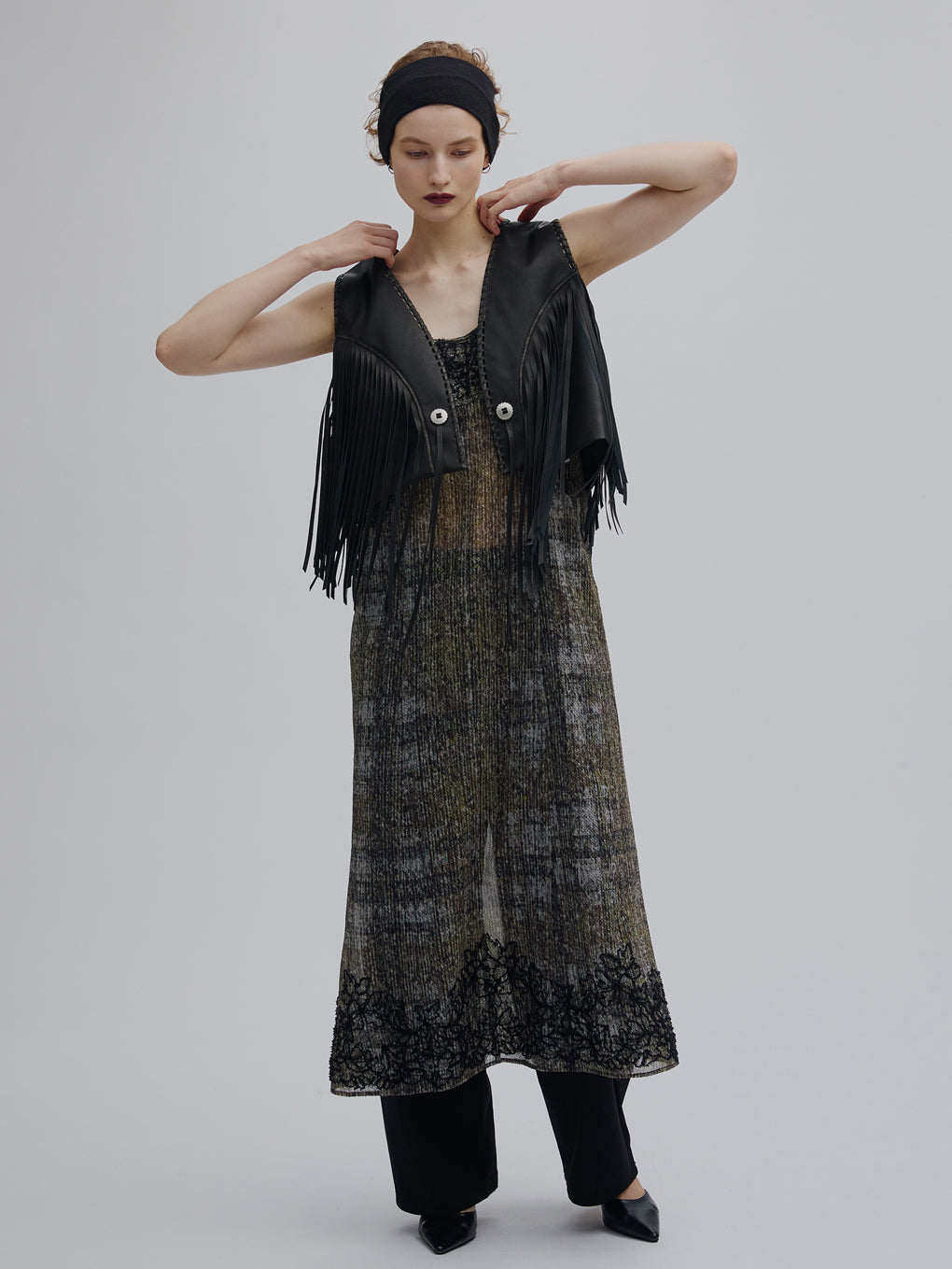 WESTERN FRINGE SYNTHETIC LEATHER VEST
