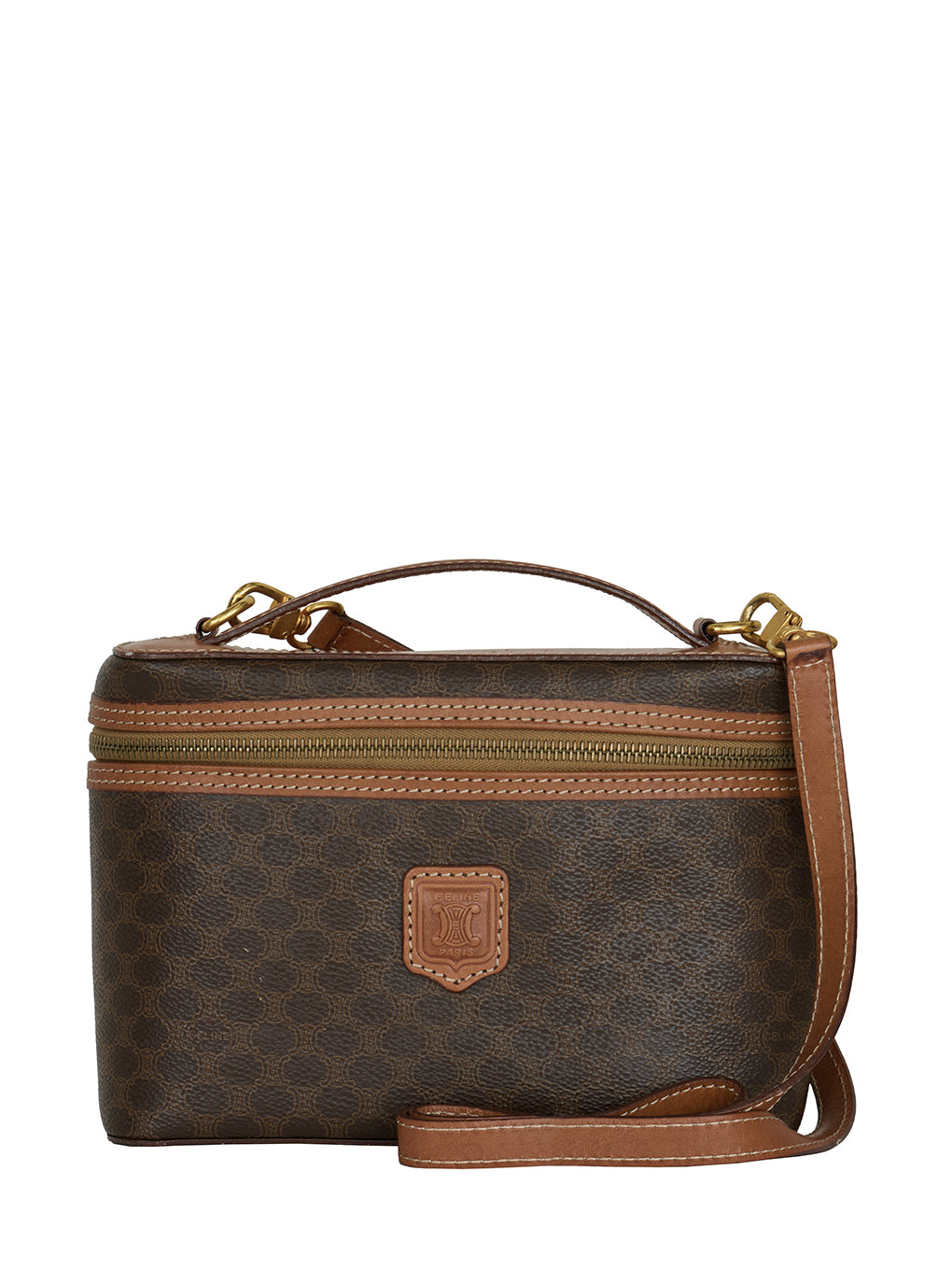 CELINE マカダム柄ブラゾン刻印バニティ2WAYバッグ 