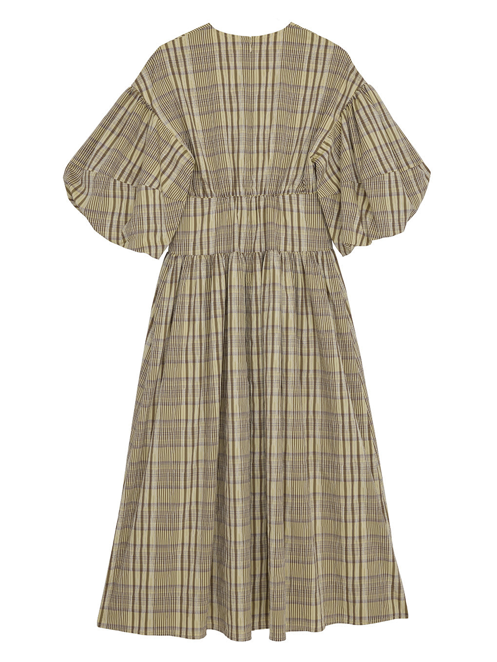 BALLOON SLEEVE CHECK DRESS