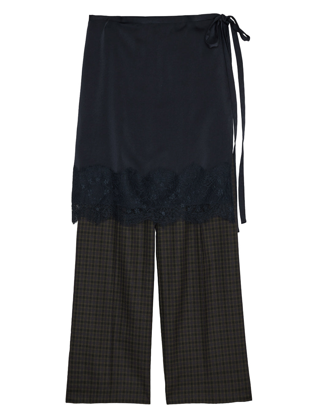 SATIN LACE LAYERED PANTS