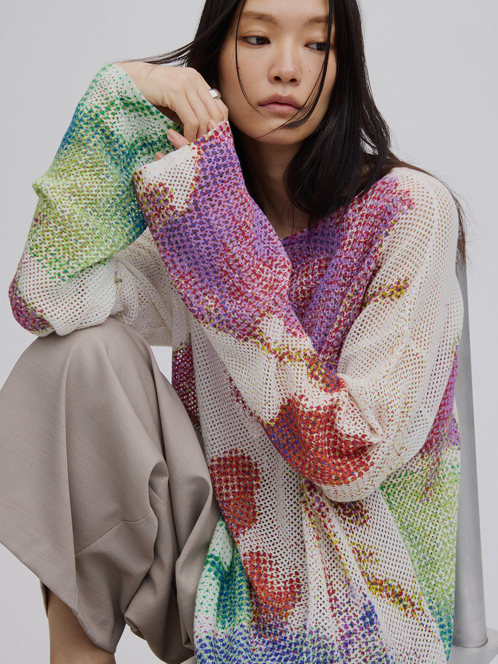 LOW RESOLUTION FLOWER KNIT TOP