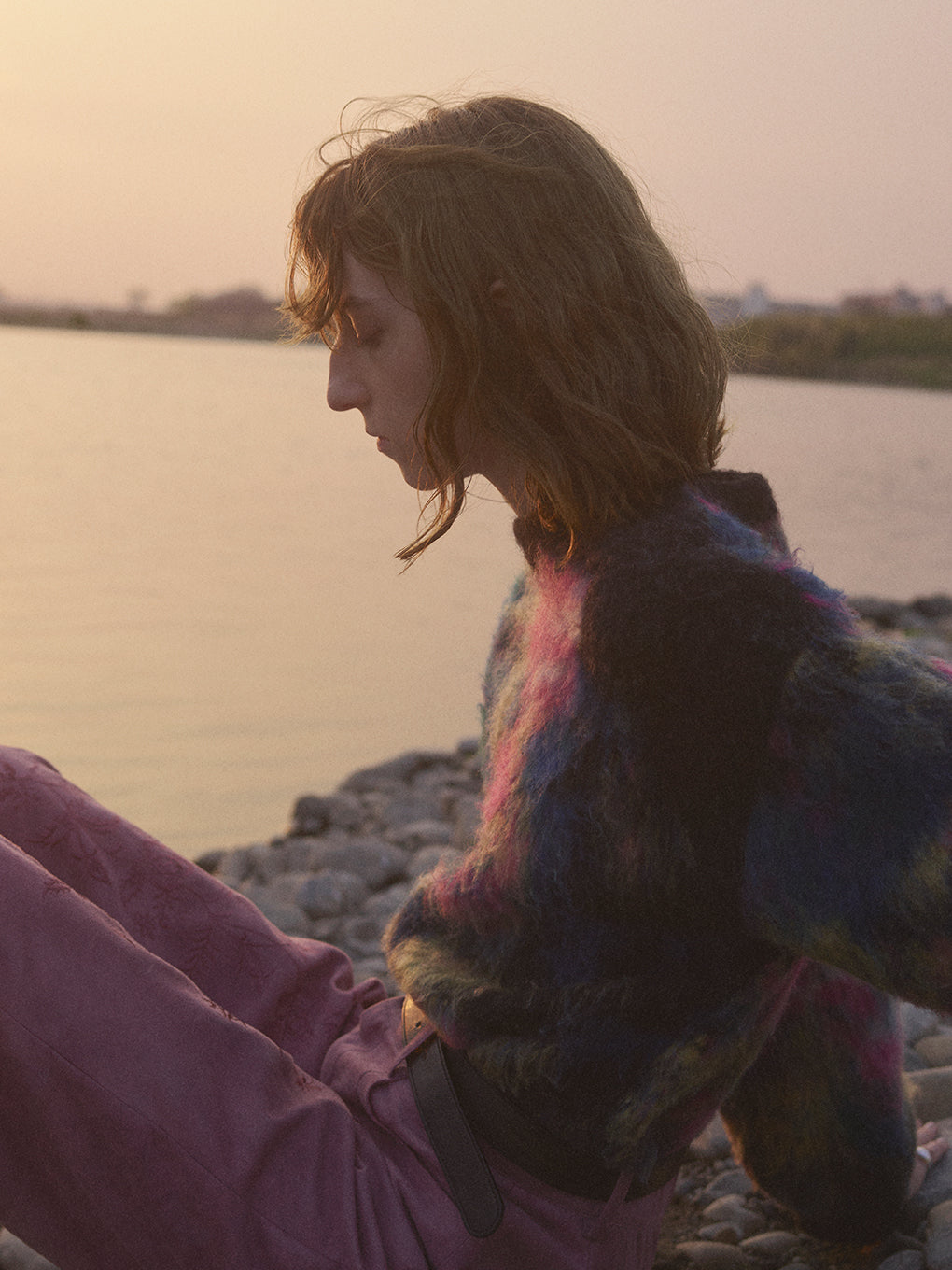 WILTED FLOWER MOHAIR JACQUARD KNIT TOP