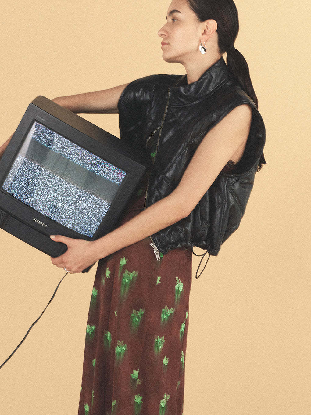 SYNTHETIC LEATHER QUILTING MINI VEST