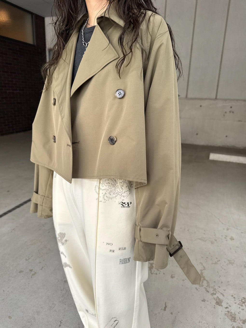 3WAY TULLE EMBROIDERY DOCKING TRENCH COAT