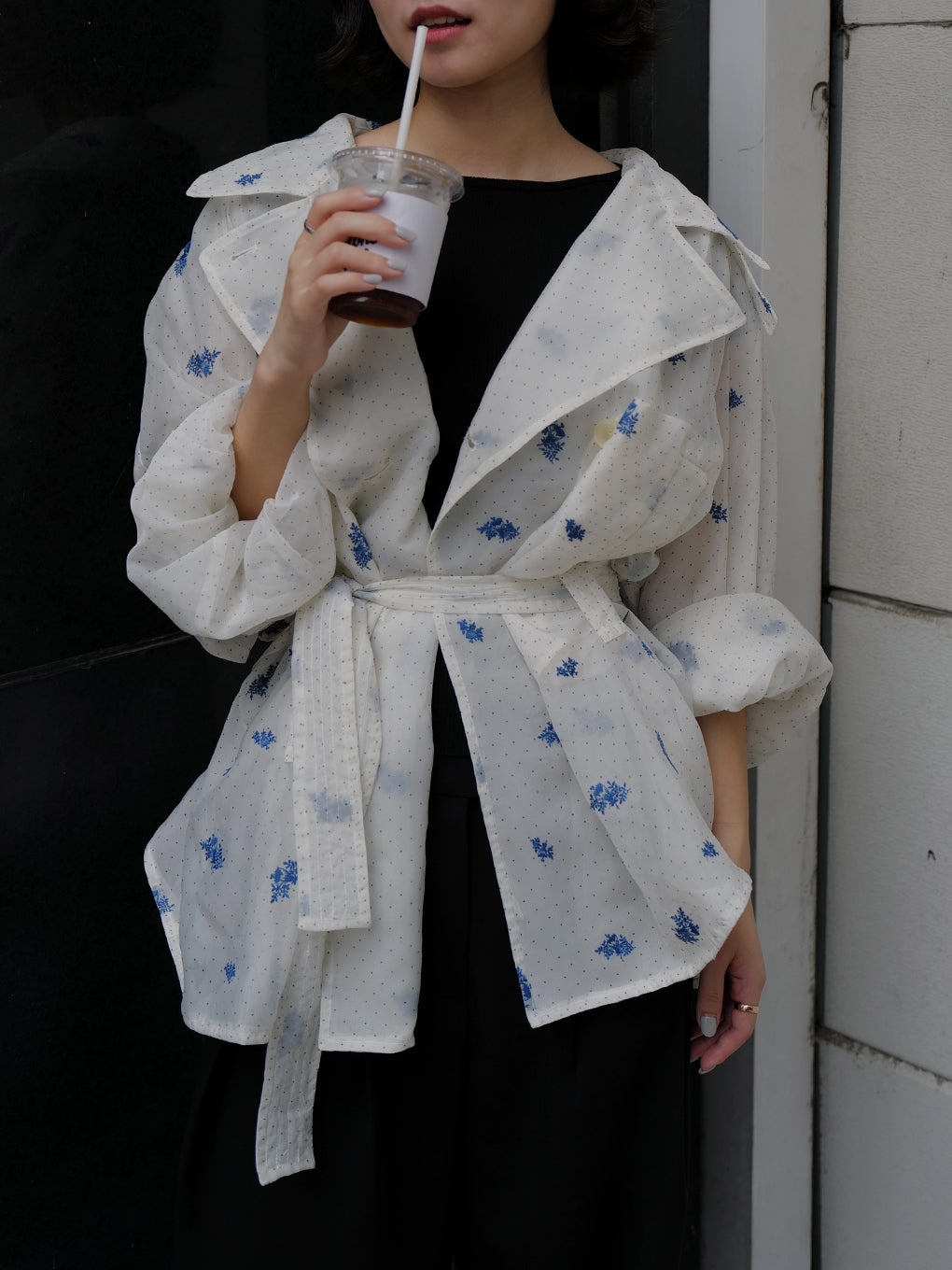 DOT FLOWER VEIL TRENCH
