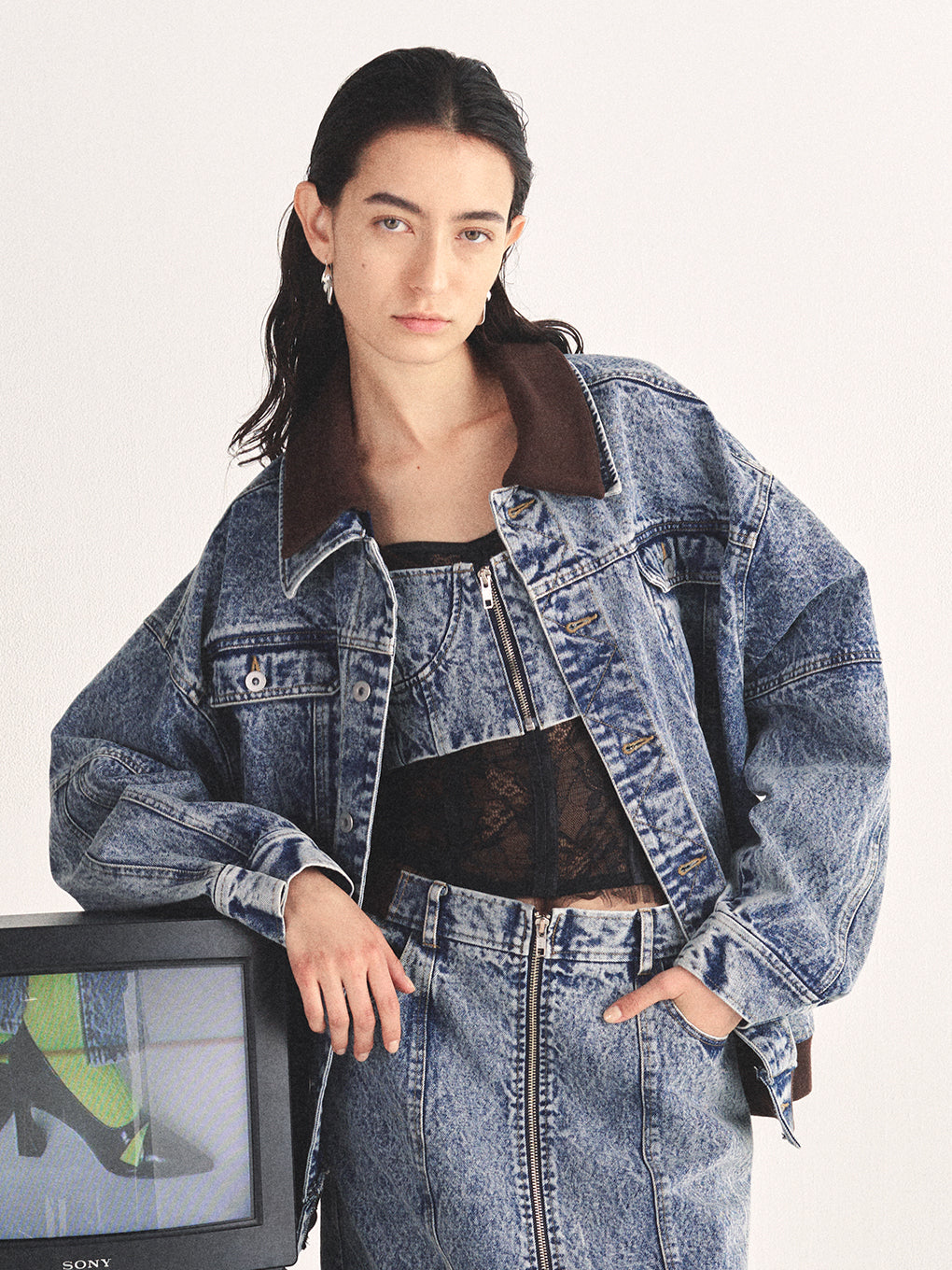 RIB MIX DENIM BLOUSON
