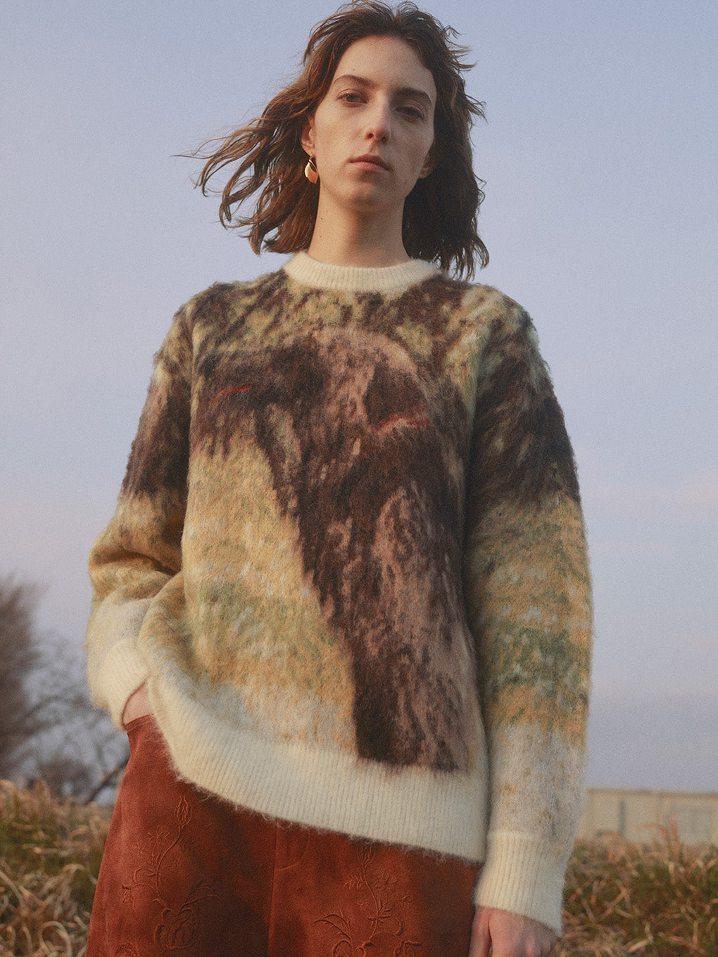 DOG MOHAIR JACQUARD KNIT TOP