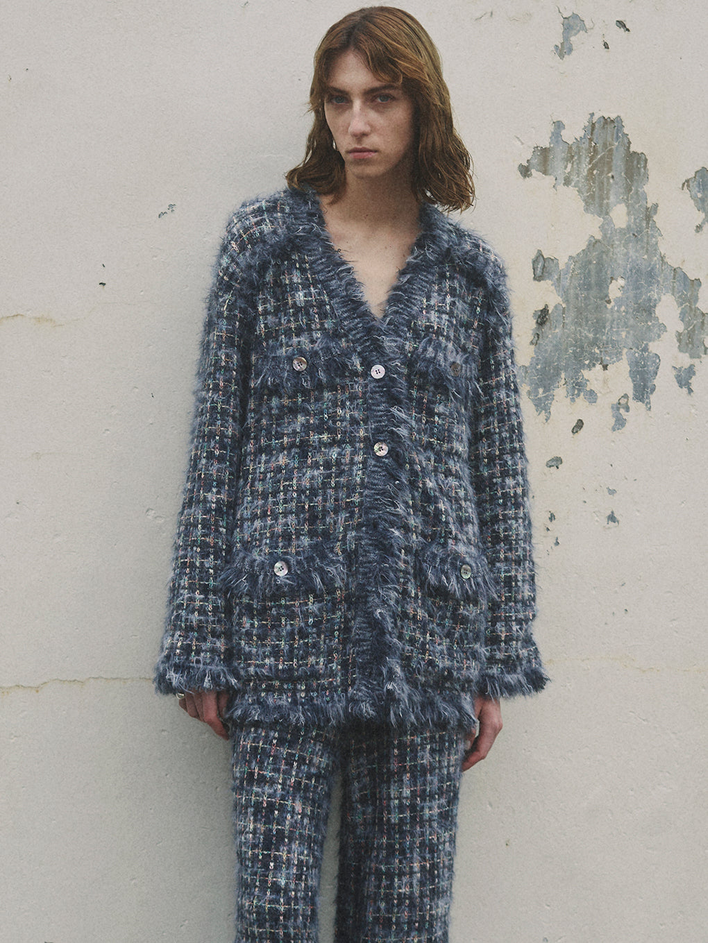 TWEED FRINGE KNIT CARDIGAN