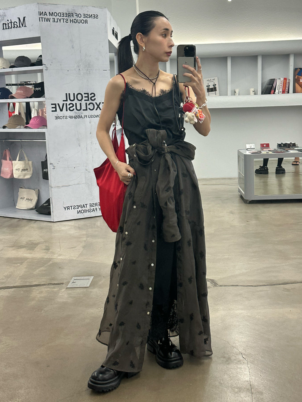 DOT FLOWER VEIL DRESS