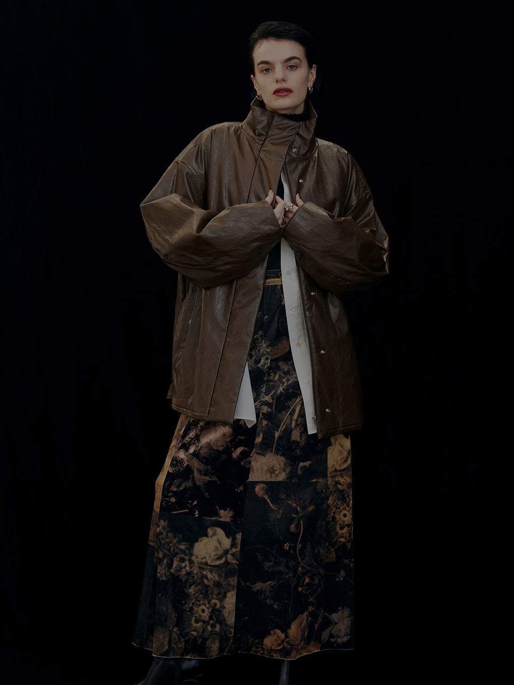 PASTING LIKE FAKE LEATHER JACKET 