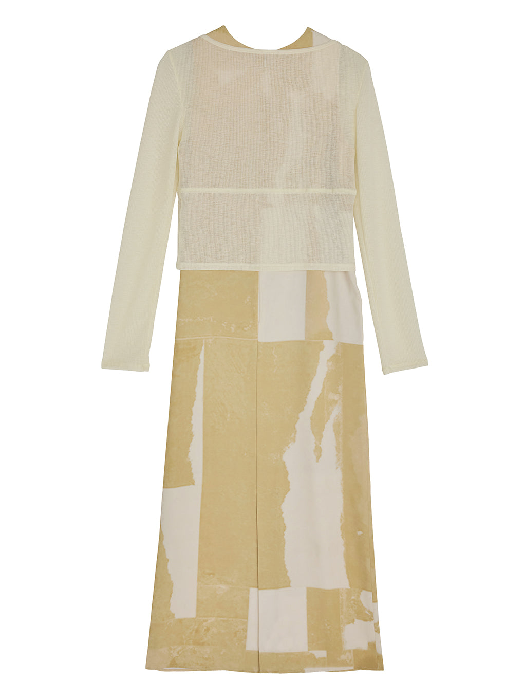 SHEER RIB CARDIGAN WITH STRAIGHT DRESS