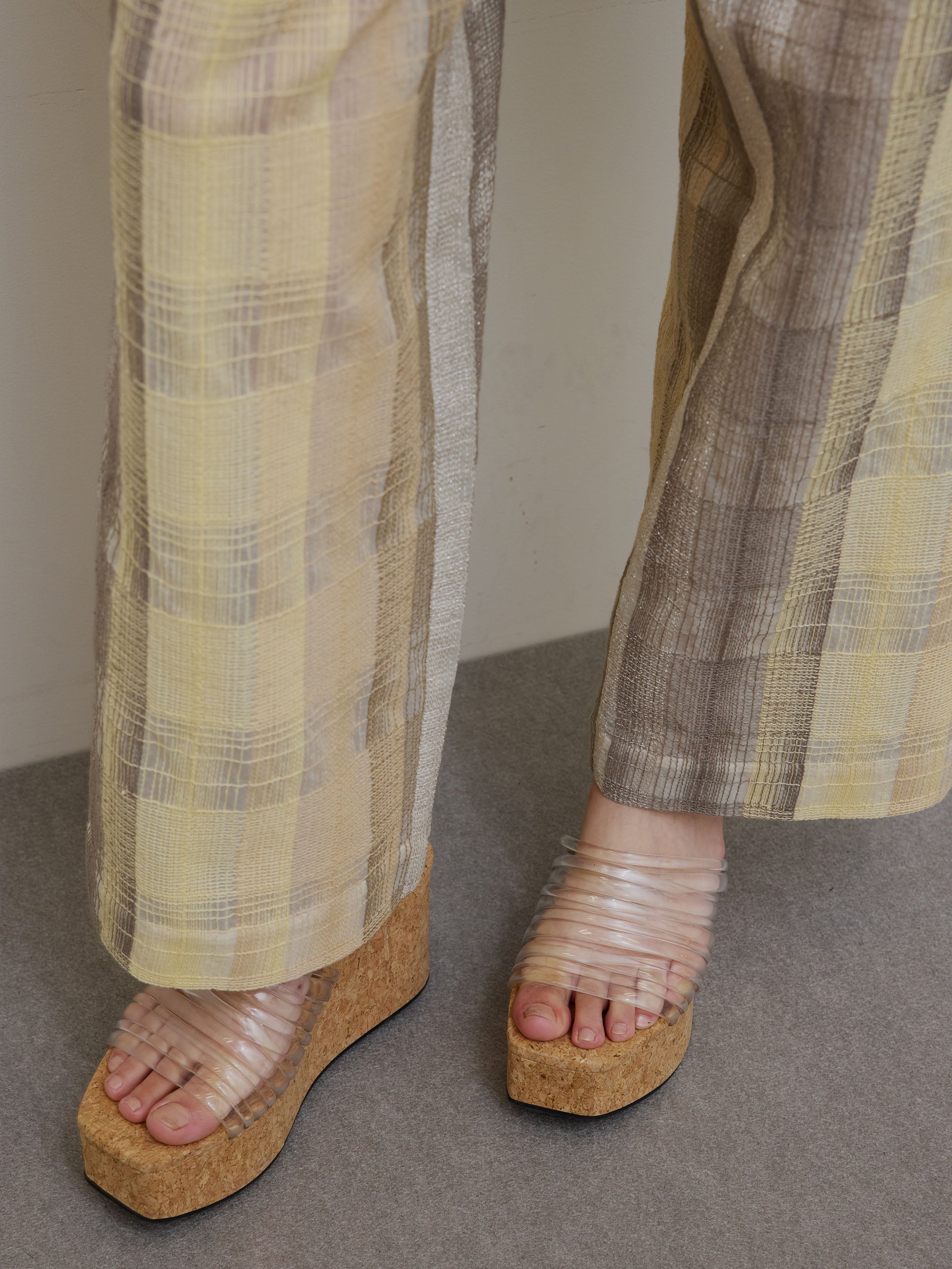 CHECK EMBROIDERY STRAIGHT PANTS