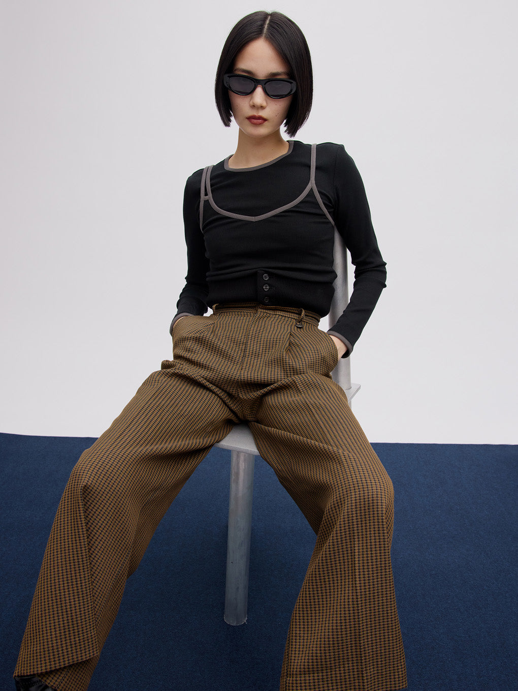 BONBOM×Ameri HOUNDSTOOTH STRAIGHT PANTS